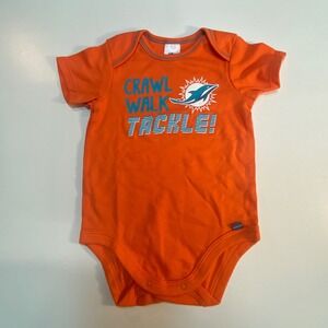 Miami Dolphins NFL Baby Crawl Walk Tackle Orange Football Gerber 6-12M one-piece